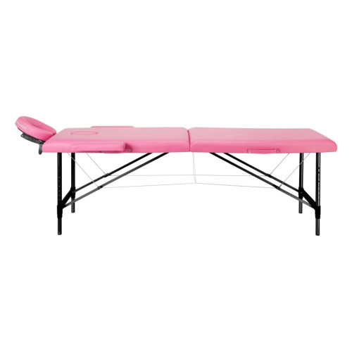 Opvouwbare massagetafel aluminium comfort 2 segment roze zwart aluminium