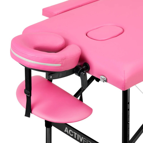 Opvouwbare massagetafel aluminium comfort 2 segment roze zwart aluminium