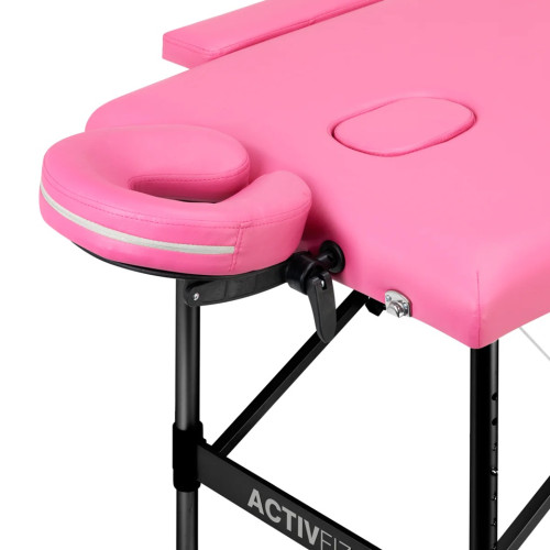 Opvouwbare massagetafel aluminium comfort 2 segment roze zwart aluminium