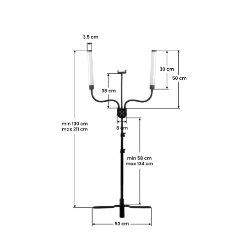 Dubbel LED lamp zwart met afstandsbediening