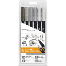 Tombow ABT dual brush pen set Gray kleuren 6 stuks