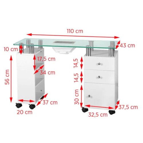 Glazen bureau met absorber wit