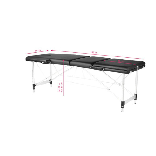 massagetafel zwart aluminium