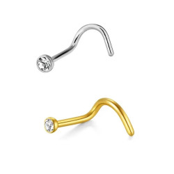 Gebogen Titanium Neus Piercing Met Steen 