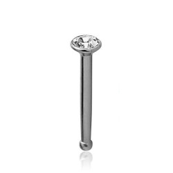 Gepolijst chirurgisch staal neus stud 1mm met 2mm rond crystal top