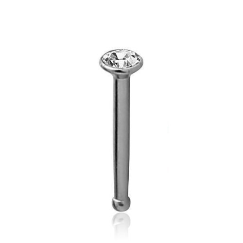 Gepolijst chirurgisch staal neus stud 1mm met 2mm rond crystal top