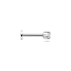 925 zilveren labret piercing 1,0 x 6.5 mm met 3.5 mm steen 