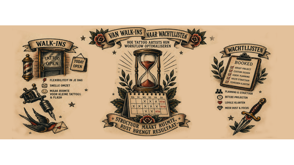 Van walk-ins naar wachtlijsten: hoe tattoo artists hun workflow optimaliseren