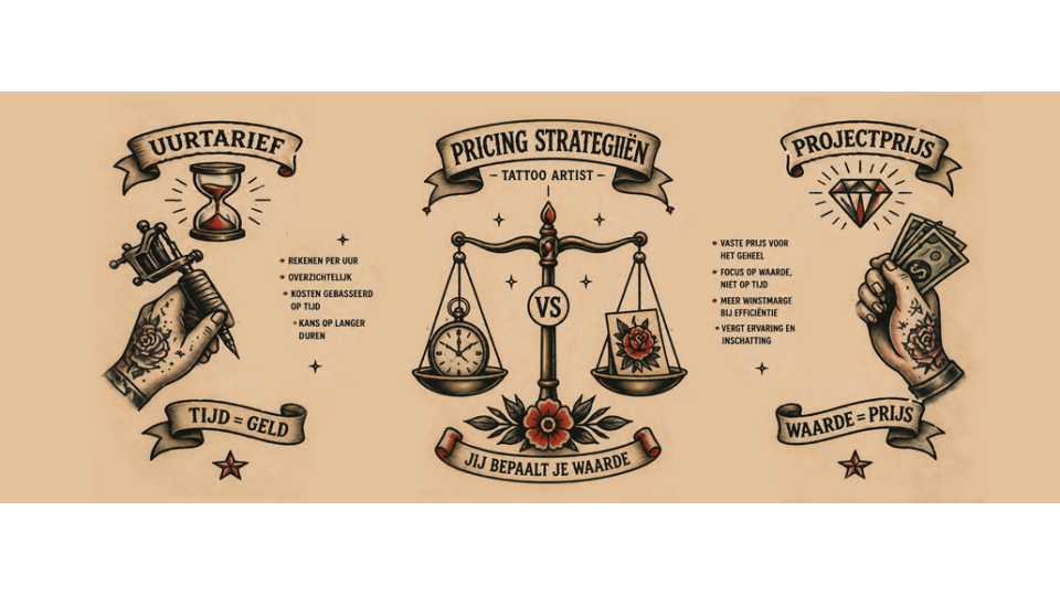 Pricing strategieën voor tattoo artists: uurtarief vs. projectprijs