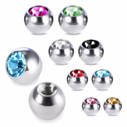 1.6 x 5 mm Chirurgisch staal balls with gem stone