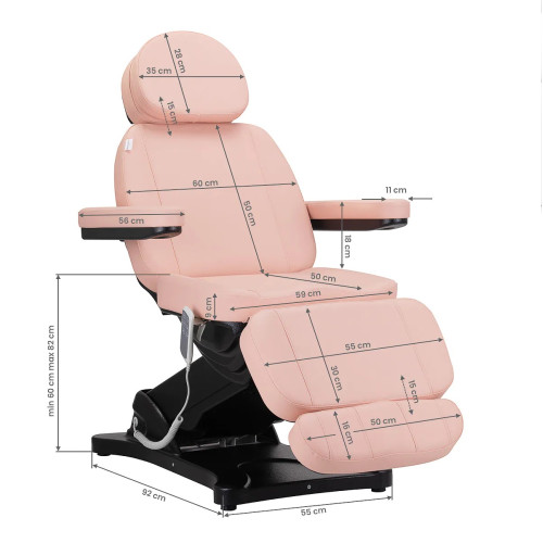 Elektrische schoonheidsstoel  3 motoren roze en zwart