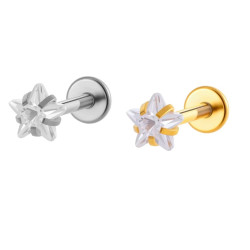 1.2 mm Titanium Push Pin Labret Met 3 mm kristal Star