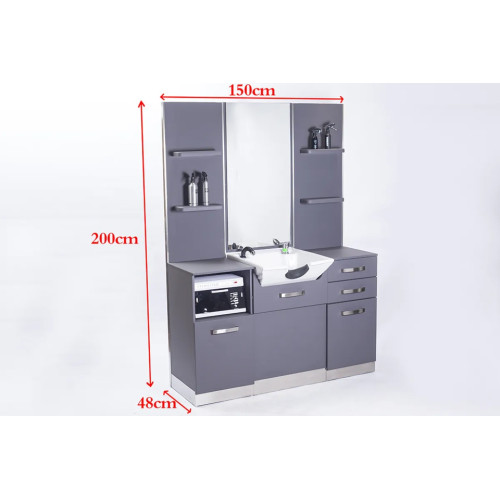 kappersconsole met wasbak grijs