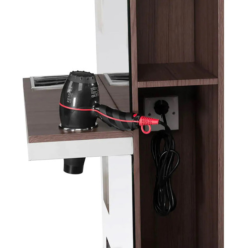 kappersconsole  wit bruin