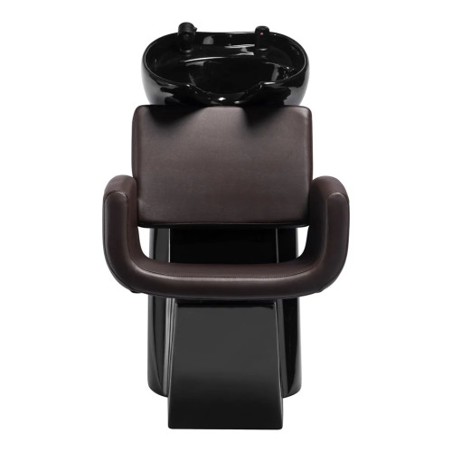 kappersstoel donkerbruin met wasbakken