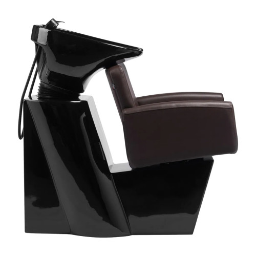 kappersstoel donkerbruin met wasbakken