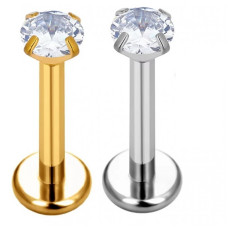 1.2 mm Titanium Internal Thtreded Labret Met steen in klauwzetting 