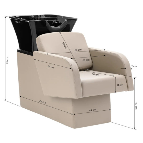 Grijsbeige kapperswasplaats