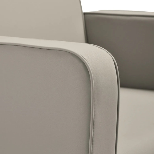 Kappersstoel grijsbeige zwarte voet