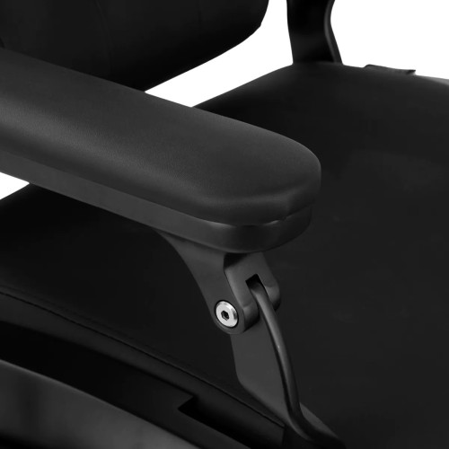 Zwarte kappersstoel met zwart frame