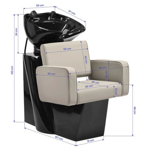  Kapperstoel met wasbak grijs