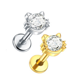 1.2 Titanium Push Pin Labret met steen