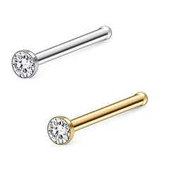 Titanium neus piercing recht met steen