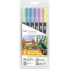 Tombow ABT Dual - Brush tekenpennen - Pastel kleuren - Set van 6