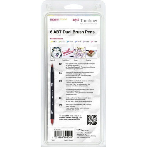 Tombow ABT Dual - Brush tekenpennen - Pastel kleuren - Set van 6