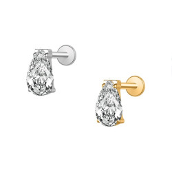 1.2 x 8 mm pusch pin labret met peervormige steen