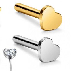 Heart Base Titanium Push pin Labret met klauwzetting steen