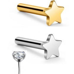 Star Base Titanium Push pin Labret met klauwzetting steen