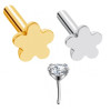 Flower Base Titanium Push pin Labret met klauwzetting steen