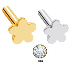 Flower Base Titanium Push pin Labret met steen