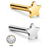 Star Base Titanium Push pin Labret met steen