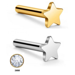 Star Base Titanium Push pin Labret met steen