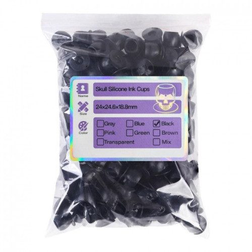 Schedelvormige Siliconen Inkt Cups Zwart Verpakking van 200st