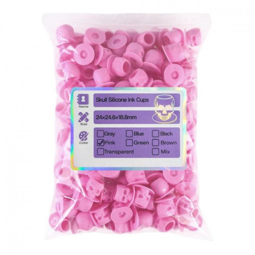 Schedelvormige Siliconen Inkt Cups - Roze - Verpakking van 200st