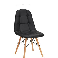 Salon stoel zwart hout onderstel rugleuning hoog