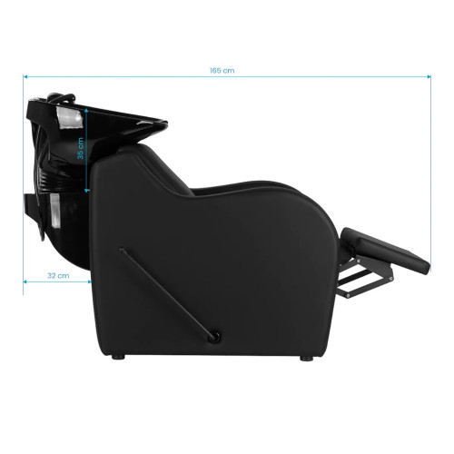 kapperswastafel met verstelbare voetensteun zwart