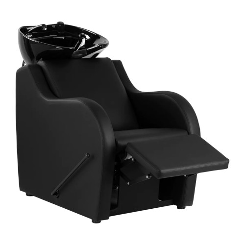 kapperswastafel met verstelbare voetensteun zwart