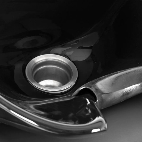 kapperswastafel met verstelbare voetensteun zwart