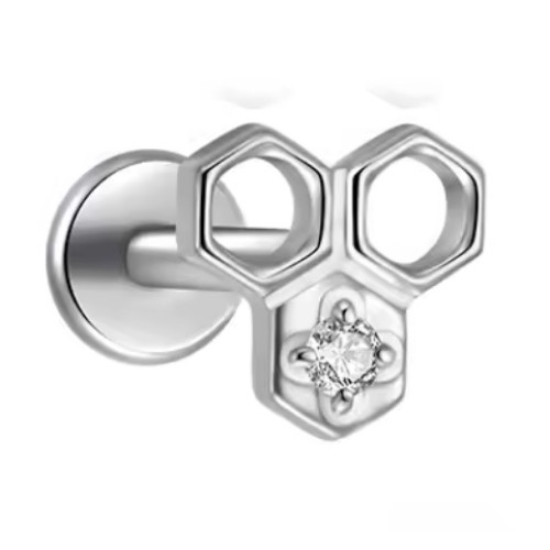 1.2 Titanium Push Pin Labret met steen