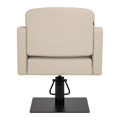 kappersstoel grijsbeige met zwarte voet